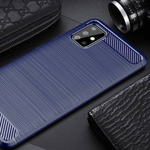 Samsung Galaxy A51 hiilikuitu suojakuori (laivastonsininen) - suojakuoret