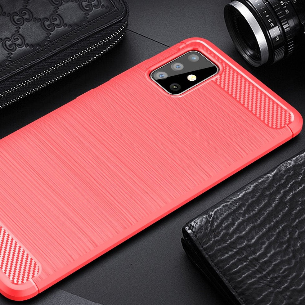Samsung Galaxy A51 hiilikuitu suojakuori (punainen) - suojakuoret